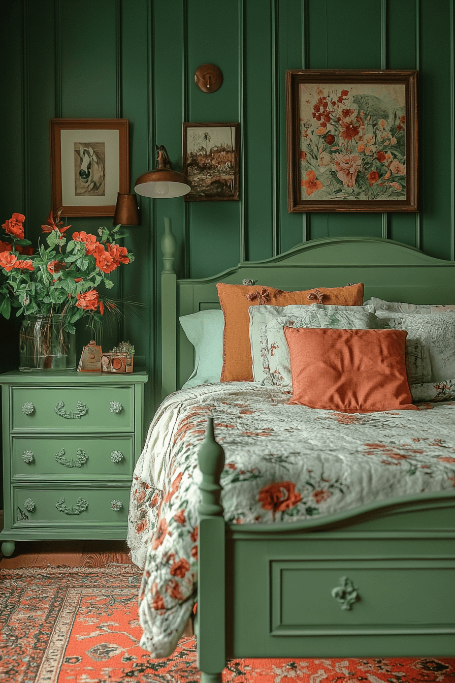 29 Moody Green Bedroom Designs to Turn Your Bedroom into a Tranquil Escape 26 moody green bedroom