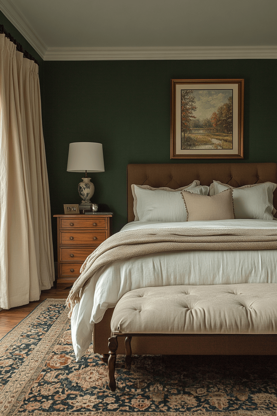 29 Moody Green Bedroom Designs to Turn Your Bedroom into a Tranquil Escape 27 moody green bedroom