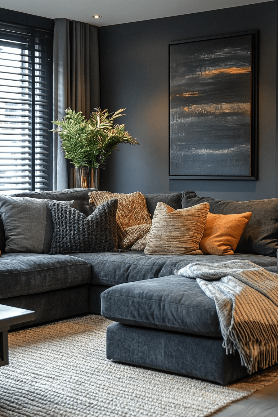 29 Dark Gray Couch Living Room Designs to Refresh Your Gathering Space 28 dark gray couch living room