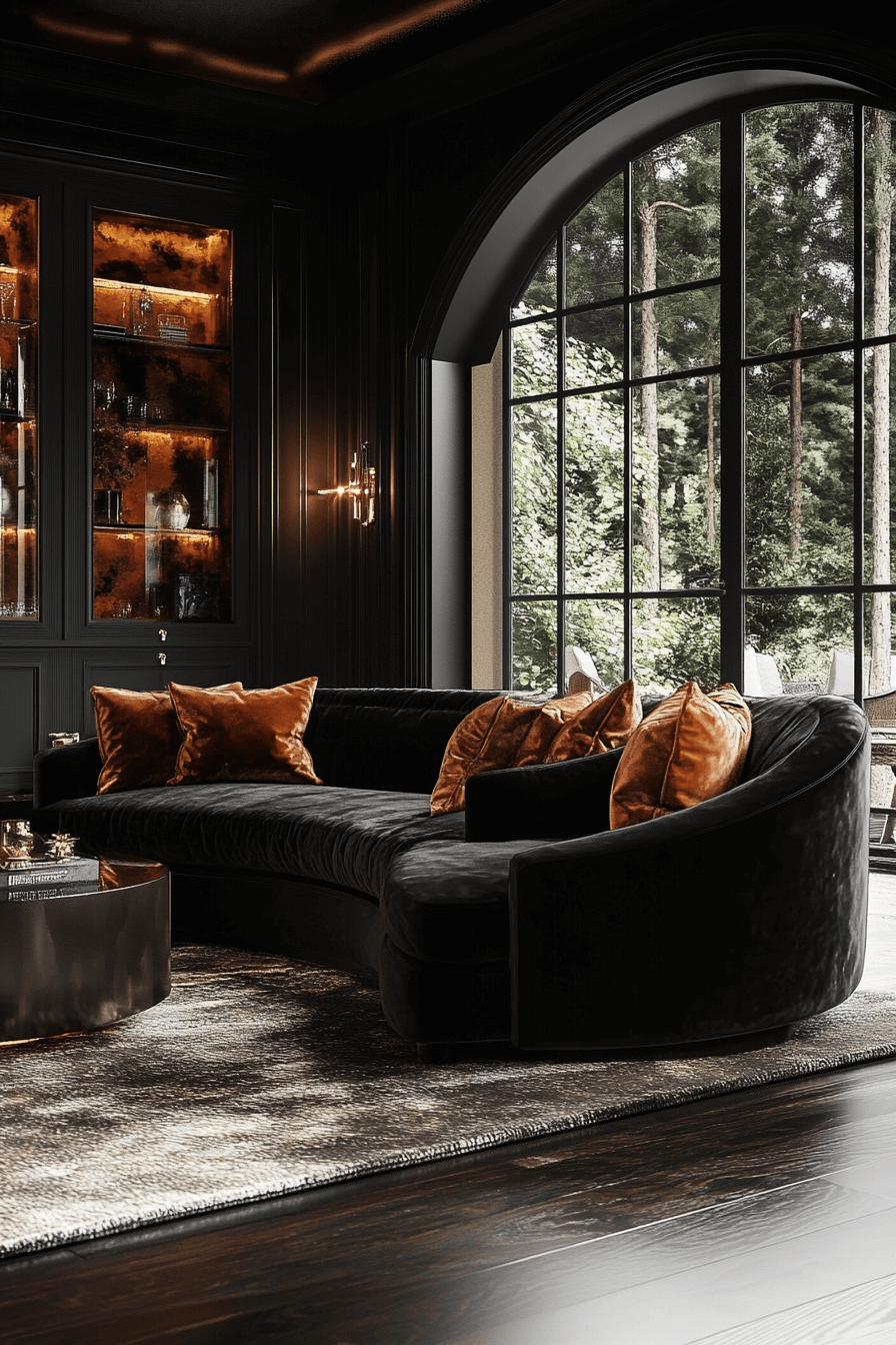 29 Black Living Room Decor Inspirations for a High-Contrast Aesthetic 28 black living room decor