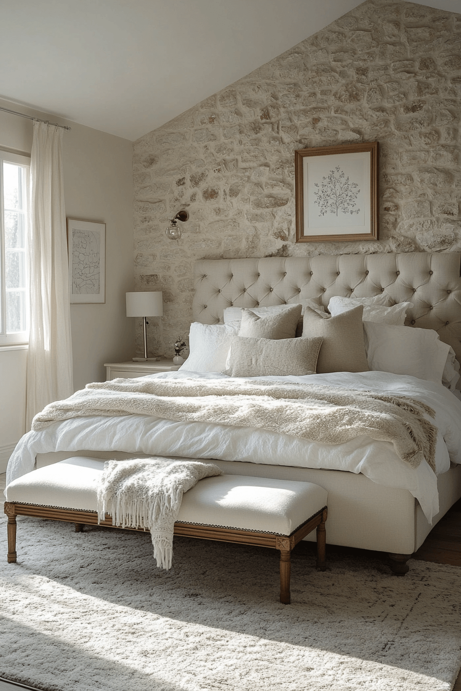 29 Stone Wall Bedroom Designs That Reflect Earthy Charm and Peace 28 Stone Wall Bedroom