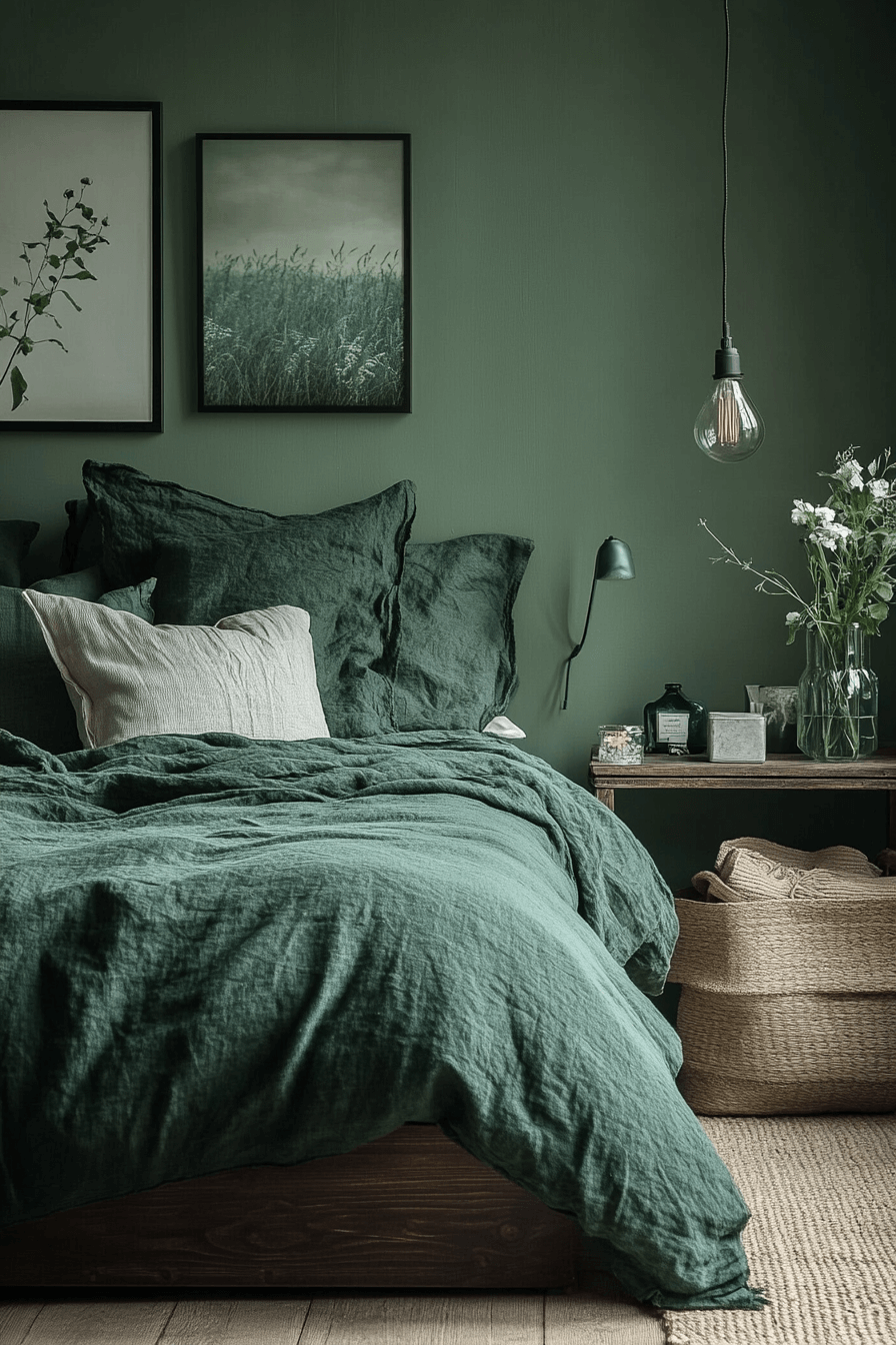 29 Moody Green Bedroom Designs to Turn Your Bedroom into a Tranquil Escape 28 moody green bedroom