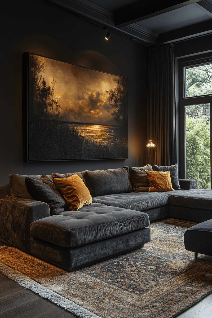 29 Dark Gray Couch Living Room Designs to Refresh Your Gathering Space 4 dark gray couch living room