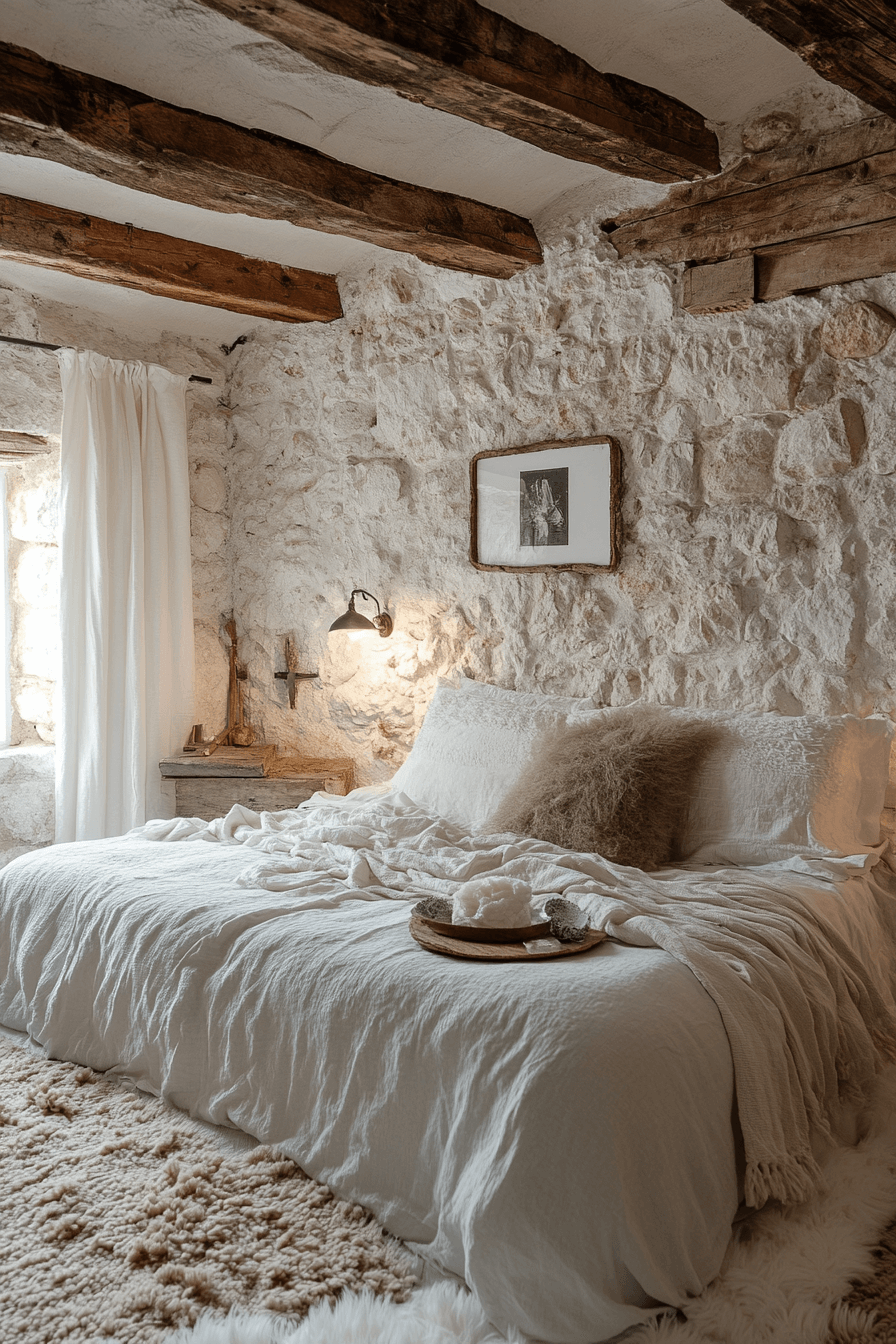29 Stone Wall Bedroom Designs That Reflect Earthy Charm and Peace 7 Stone Wall Bedroom