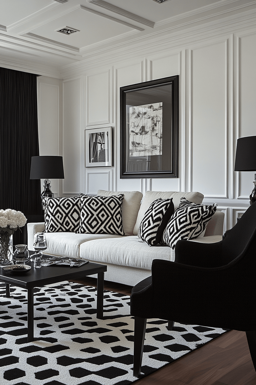 29 Black and White Living Room Decor Ideas That Make a Strong Statement 8 black and white living room decor