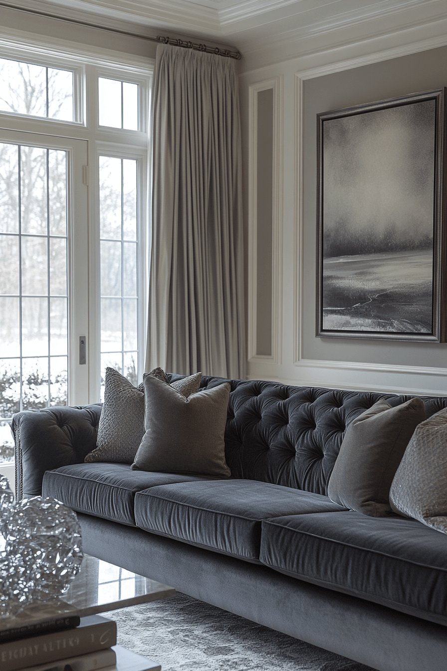 29 Dark Gray Couch Living Room Designs to Refresh Your Gathering Space 8 dark gray couch living room