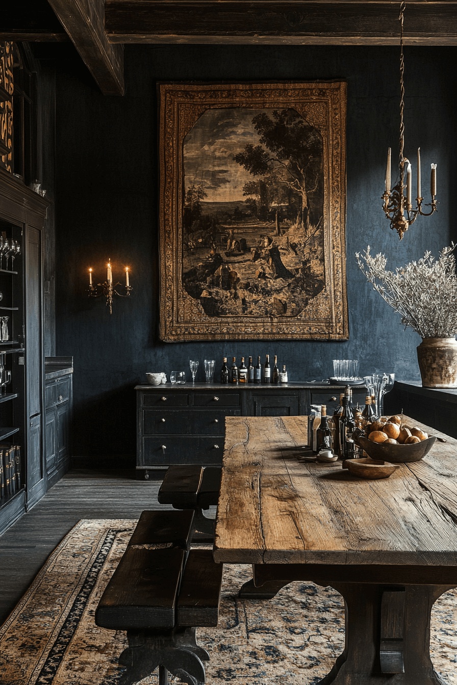 29 Moody Vintage Dining Room Aesthetics That Celebrate Classic Comfort 9 moody vintage dining room