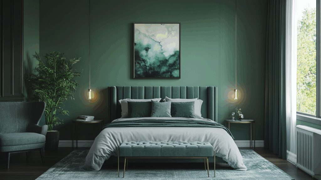 29 Moody Green Bedroom Designs to Turn Your Bedroom into a Tranquil Escape 2 moody green bedroom