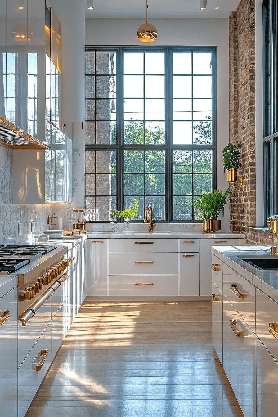 29 White and Gold Kitchen Designs for a Bright and Glamorous Space 1 white and gold kitchen