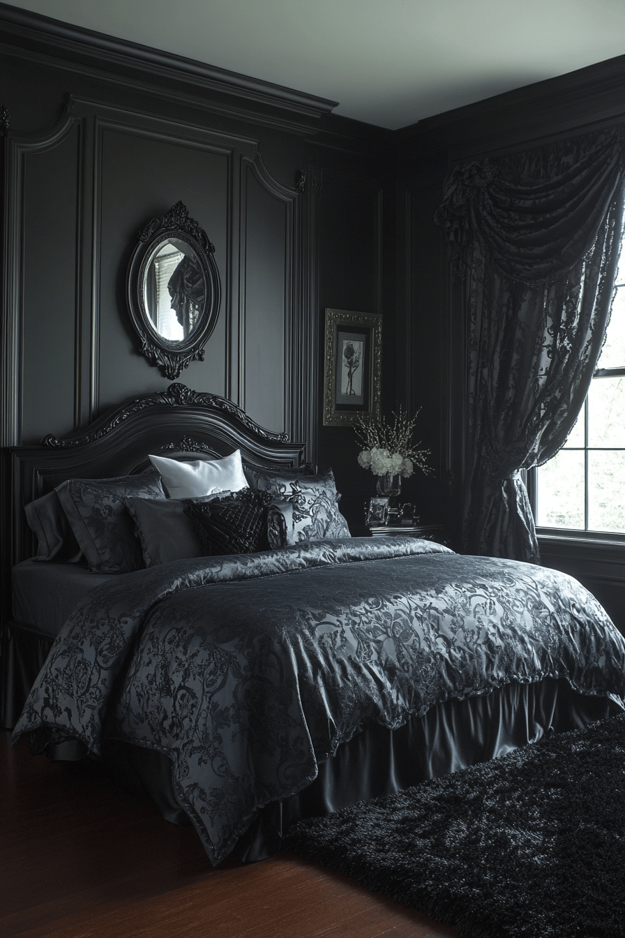 29 Dark Victorian Bedroom Looks to Create a Dreamy Gothic Escape 11 dark victorian bedroom