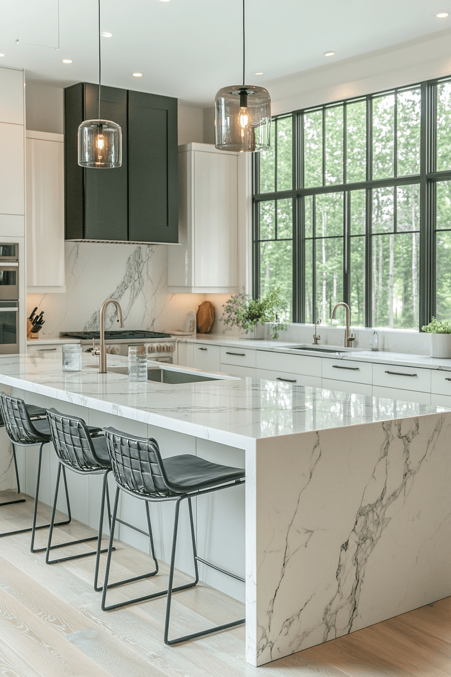 29 White Marble Kitchen Spaces That Feel Polished and Peaceful 11 white marble kitchen
