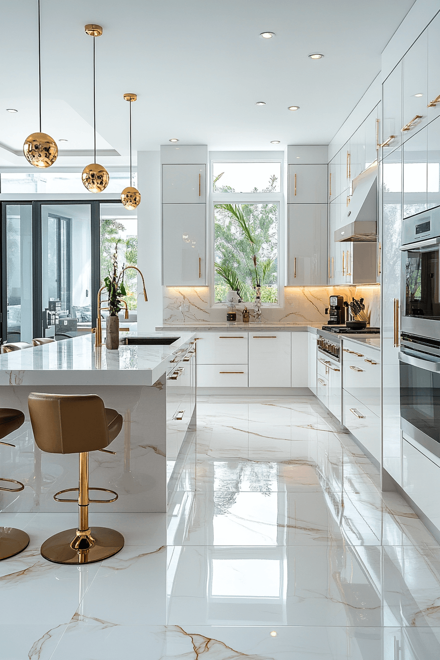 29 White and Gold Kitchen Designs for a Bright and Glamorous Space 12 white and gold kitchen