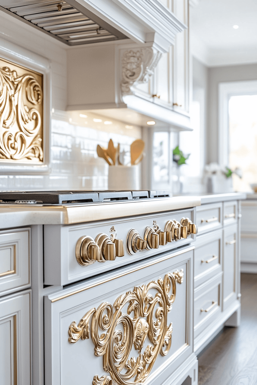 29 White and Gold Kitchen Designs for a Bright and Glamorous Space 13 white and gold kitchen