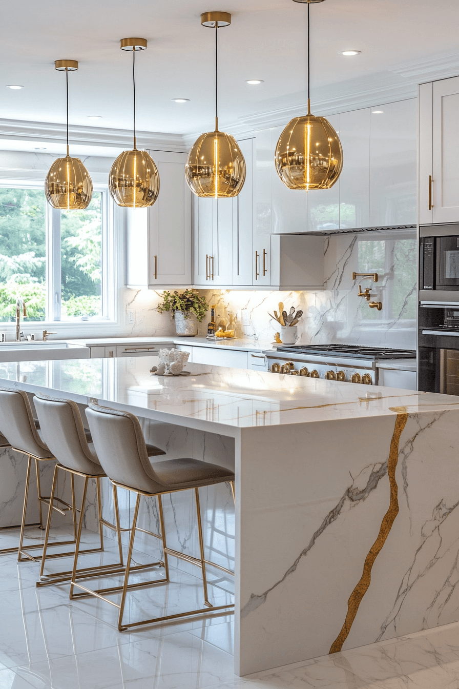 29 White and Gold Kitchen Designs for a Bright and Glamorous Space 14 white and gold kitchen