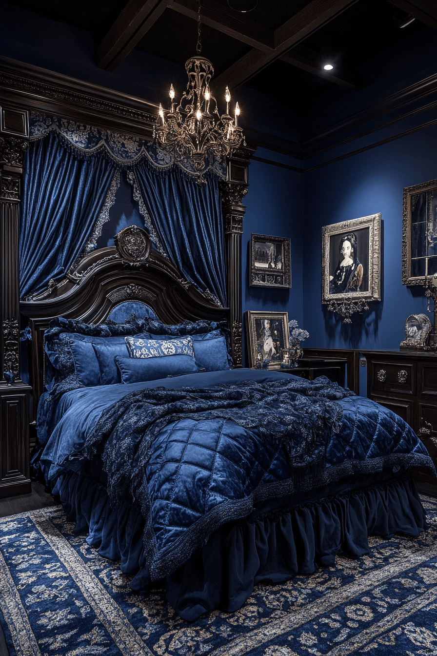 29 Dark Victorian Bedroom Looks to Create a Dreamy Gothic Escape 14 dark victorian bedroom