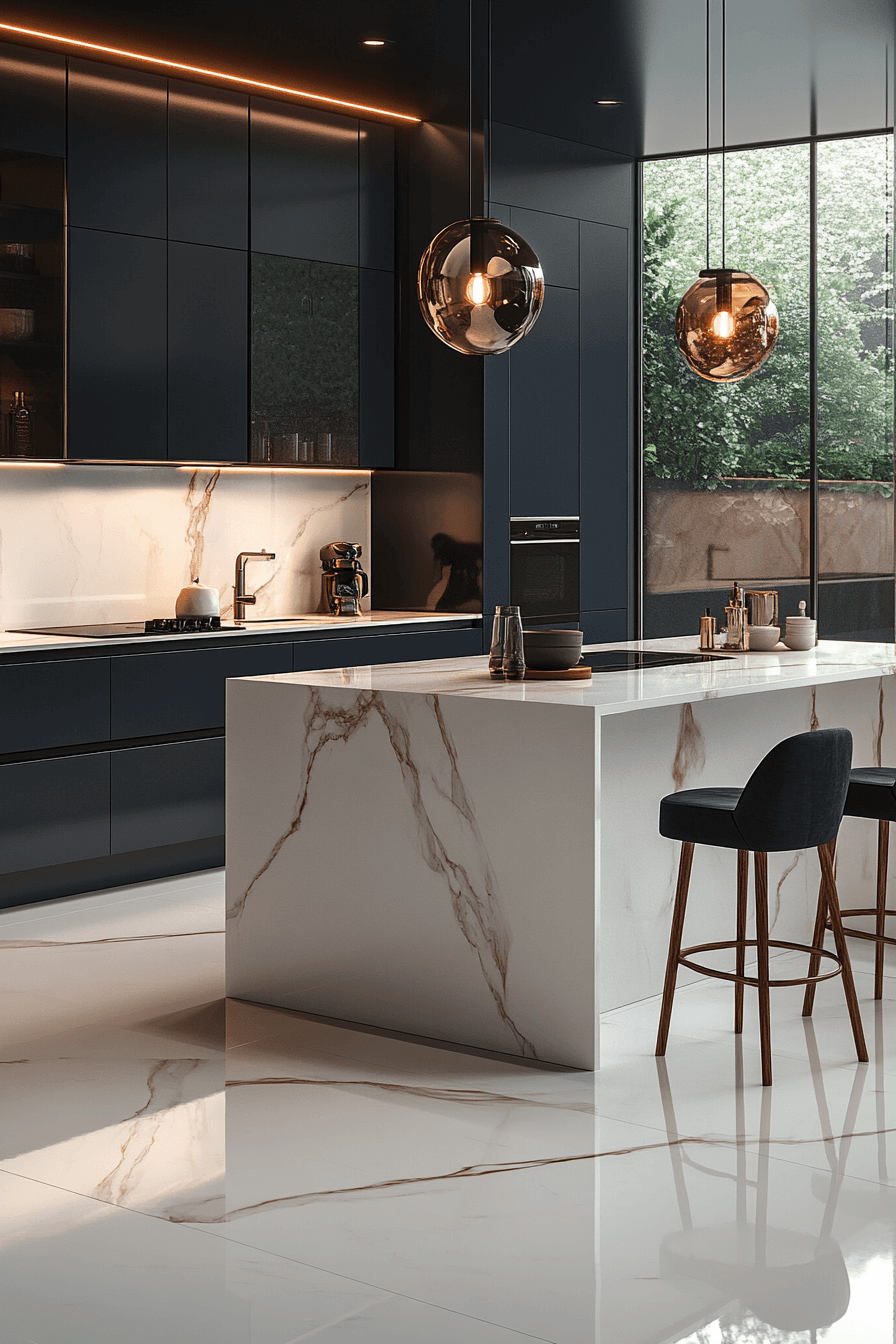 29 White Marble Kitchen Spaces That Feel Polished and Peaceful 15 white marble kitchen