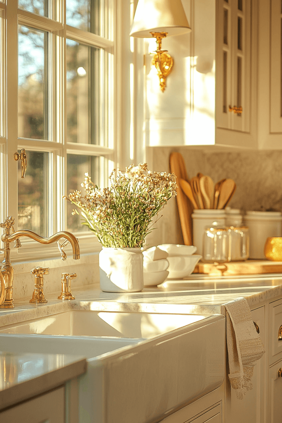 29 White and Gold Kitchen Designs for a Bright and Glamorous Space 16 white and gold kitchen