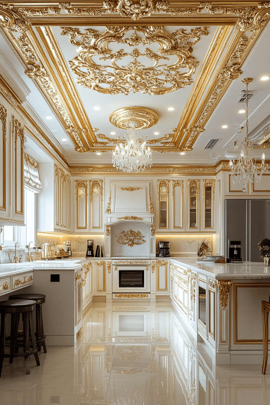 29 White and Gold Kitchen Designs for a Bright and Glamorous Space 17 white and gold kitchen