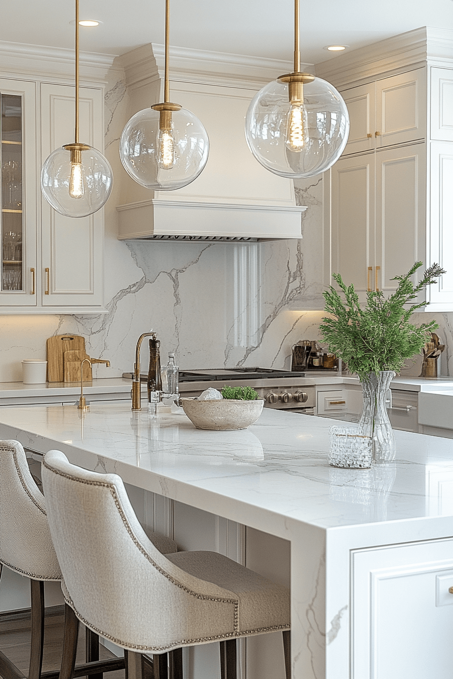 29 White Marble Kitchen Spaces That Feel Polished and Peaceful 18 white marble kitchen
