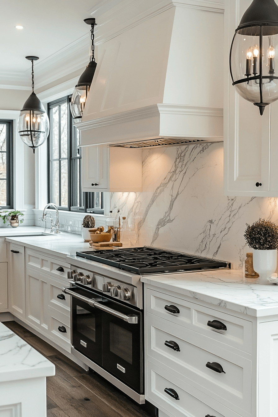 29 White Marble Kitchen Spaces That Feel Polished and Peaceful 2 white marble kitchen