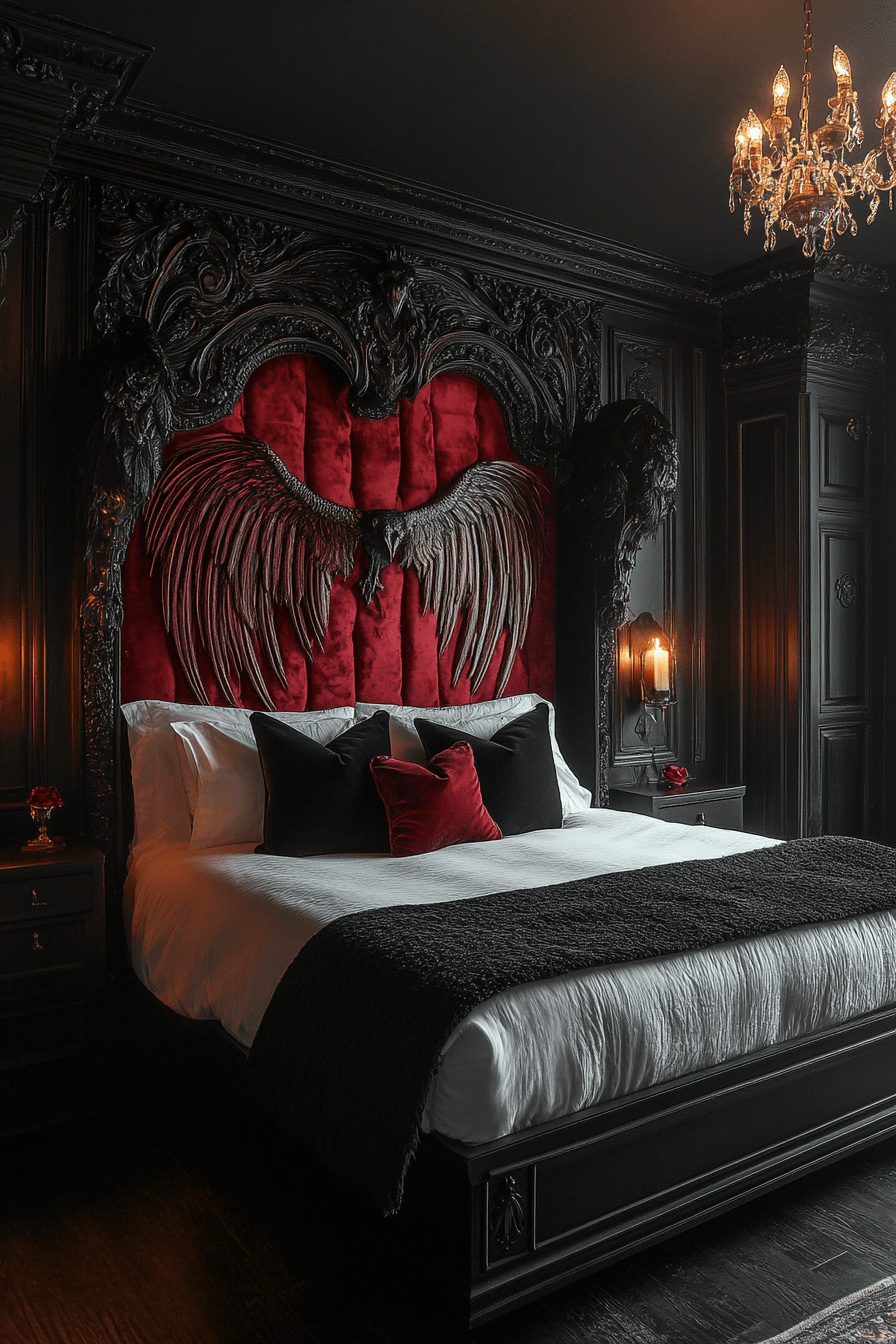 29 Dark Victorian Bedroom Looks to Create a Dreamy Gothic Escape 20 dark victorian bedroom