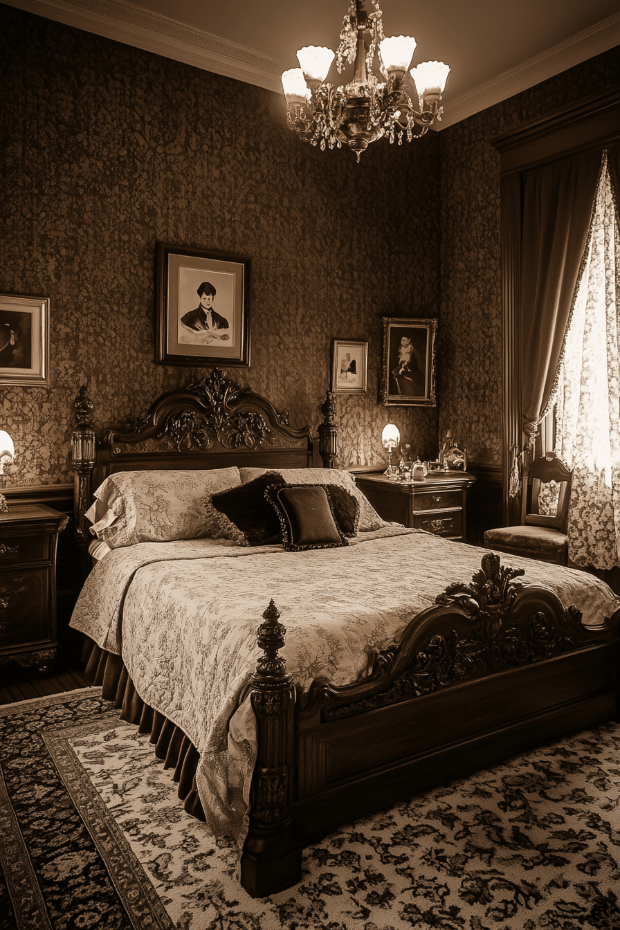 29 Dark Victorian Bedroom Looks to Create a Dreamy Gothic Escape 21 dark victorian bedroom
