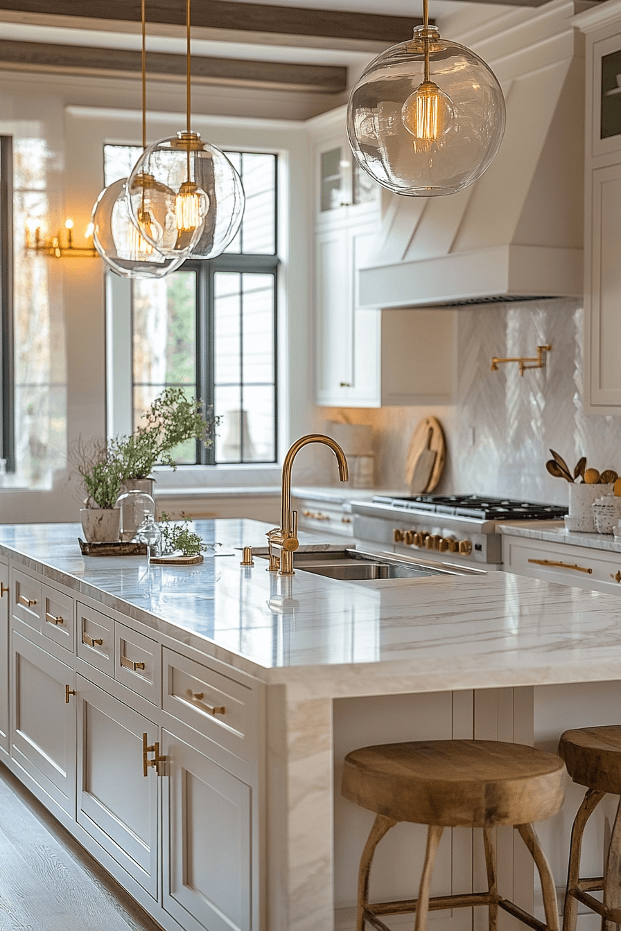 29 White and Gold Kitchen Designs for a Bright and Glamorous Space 22 white and gold kitchen