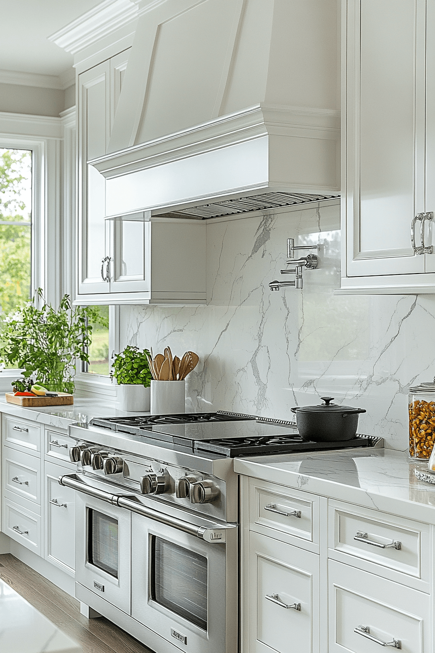 29 White Marble Kitchen Spaces That Feel Polished and Peaceful 22 white marble kitchen