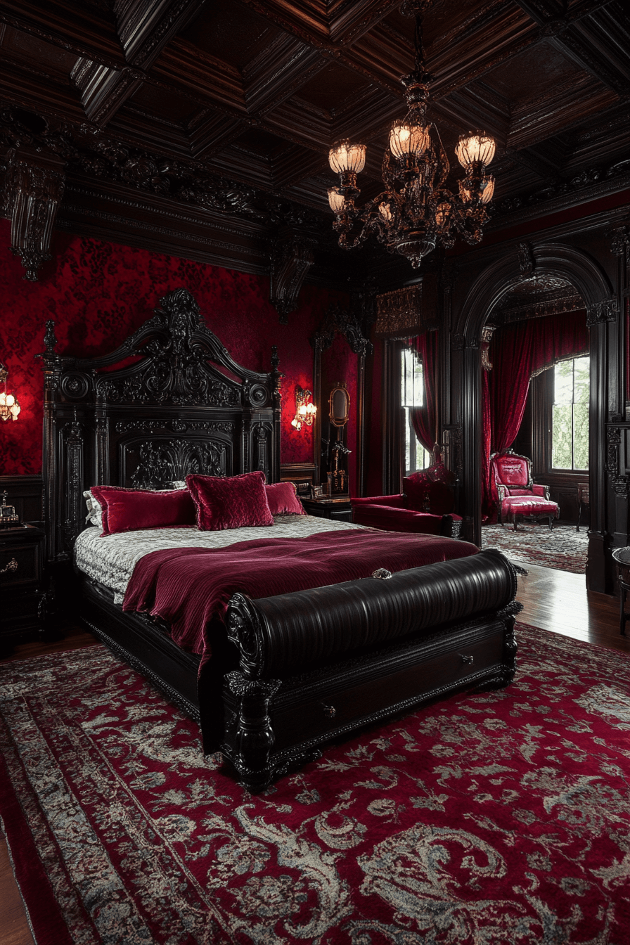 29 Dark Victorian Bedroom Looks to Create a Dreamy Gothic Escape 23 dark victorian bedroom