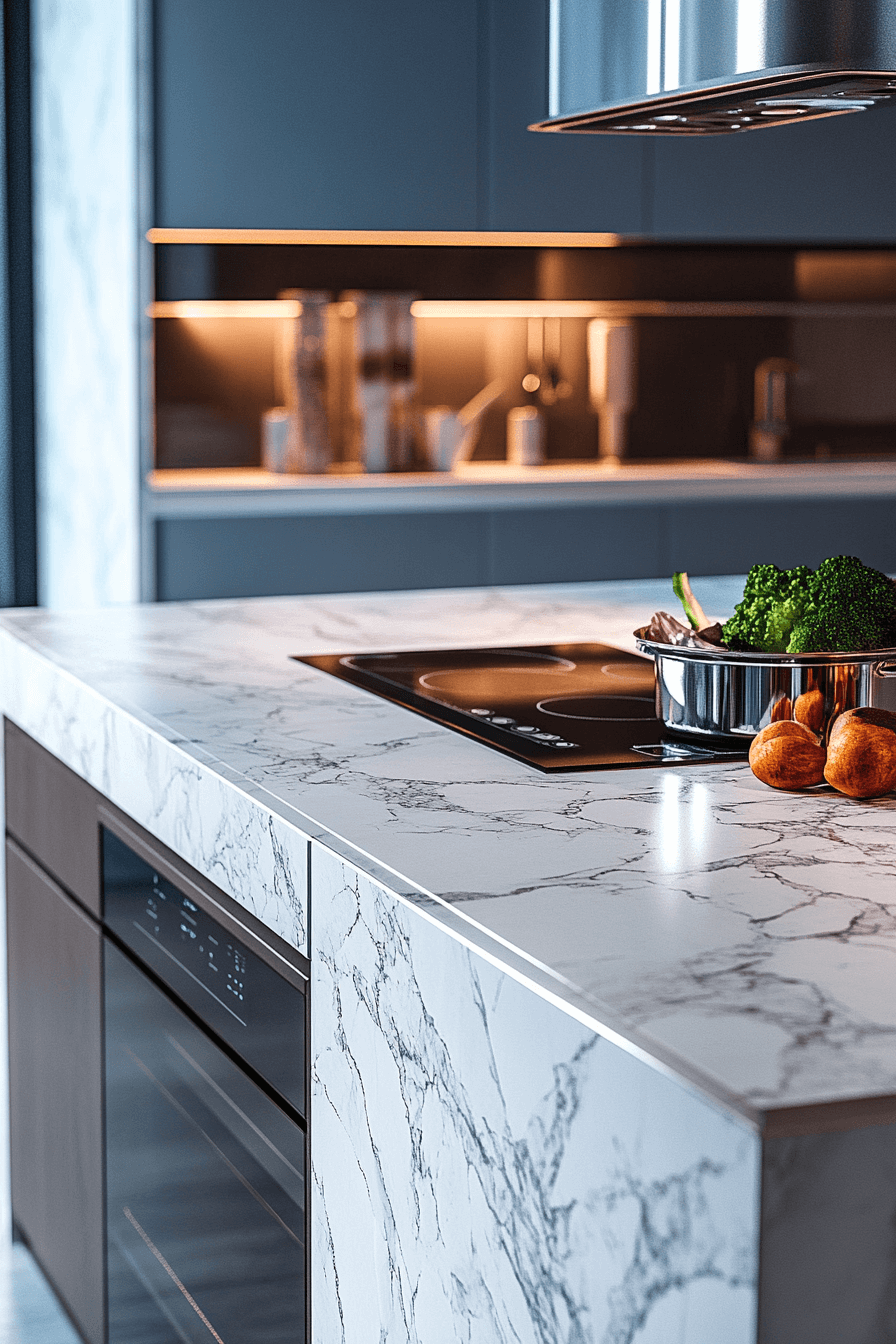 29 White Marble Kitchen Spaces That Feel Polished and Peaceful 25 white marble kitchen
