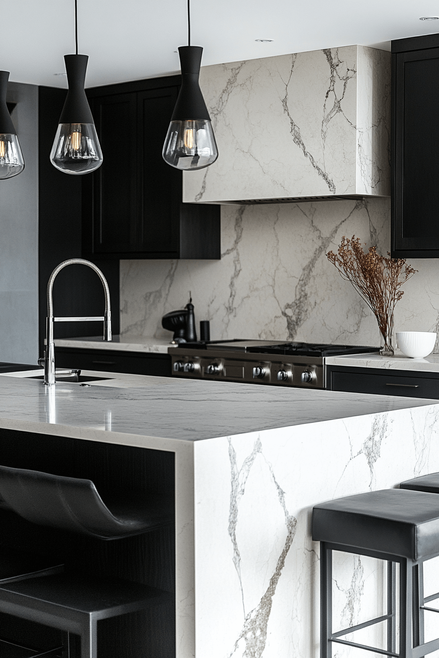 29 White Marble Kitchen Spaces That Feel Polished and Peaceful 26 white marble kitchen