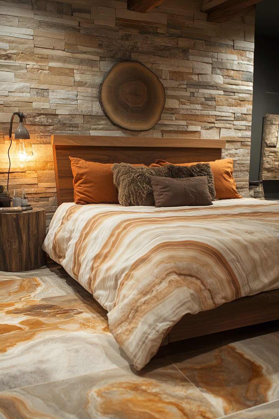 29 Stone Wall Bedroom Designs That Reflect Earthy Charm and Peace 17 Stone Wall Bedroom