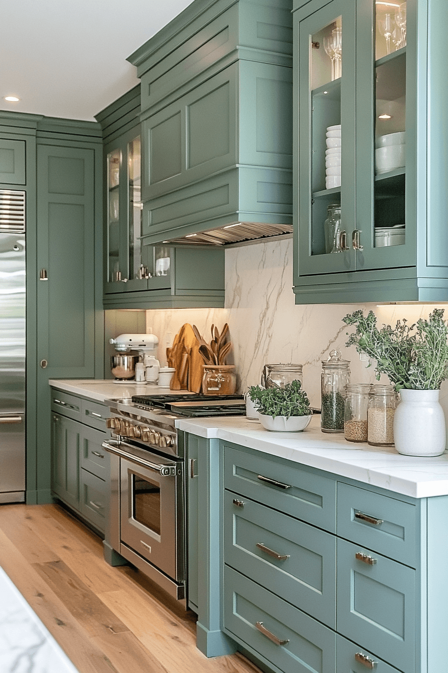 clary sage kitchen cabinets