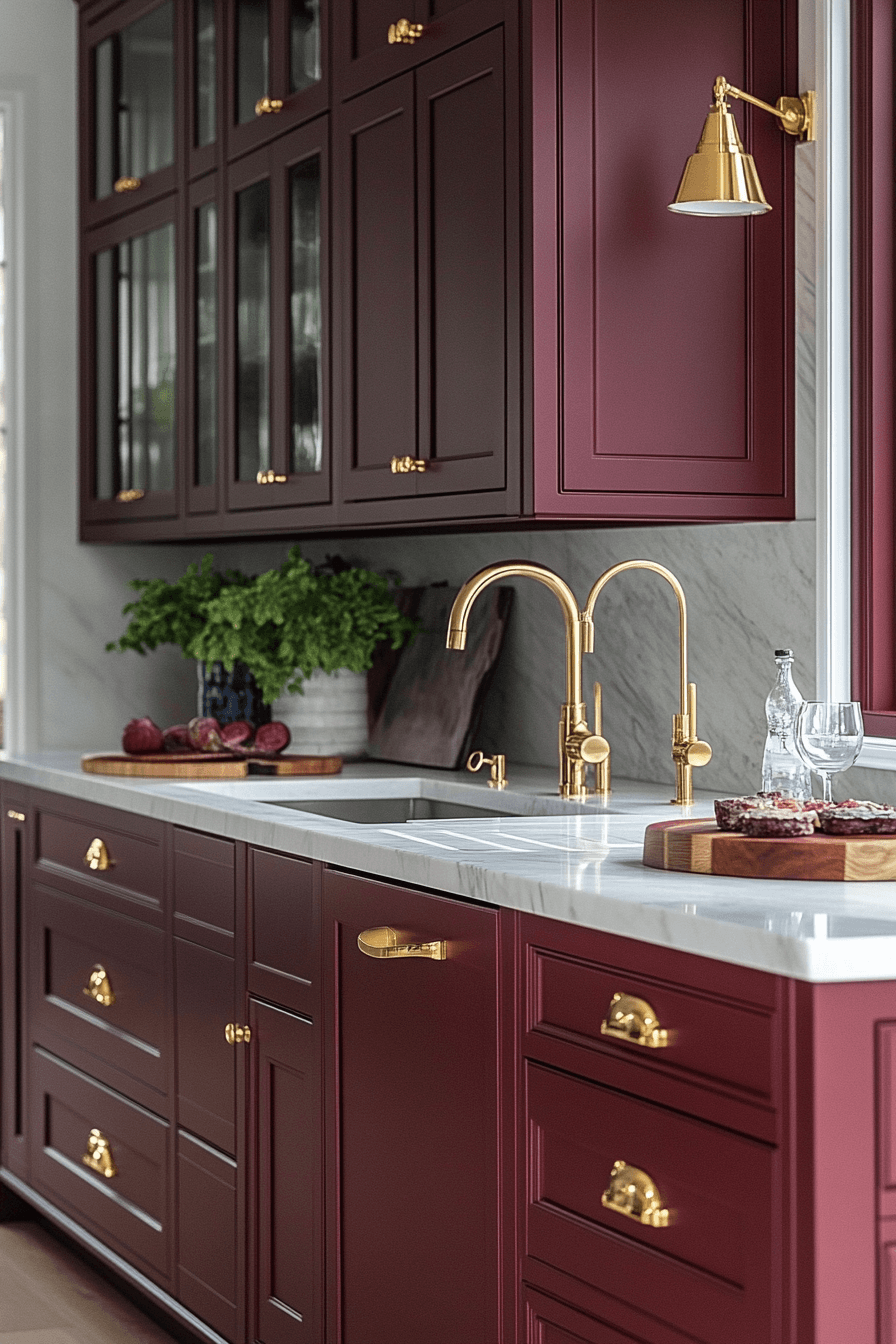 29 Burgundy Kitchen Cabinets That Add Passion and Personality 10 burgundy kitchen cabinets