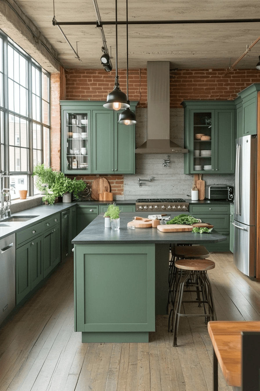 29 Pewter Green Kitchen Cabinets That Pair Beautifully with Neutrals 10 pewter green kitchen cabinets