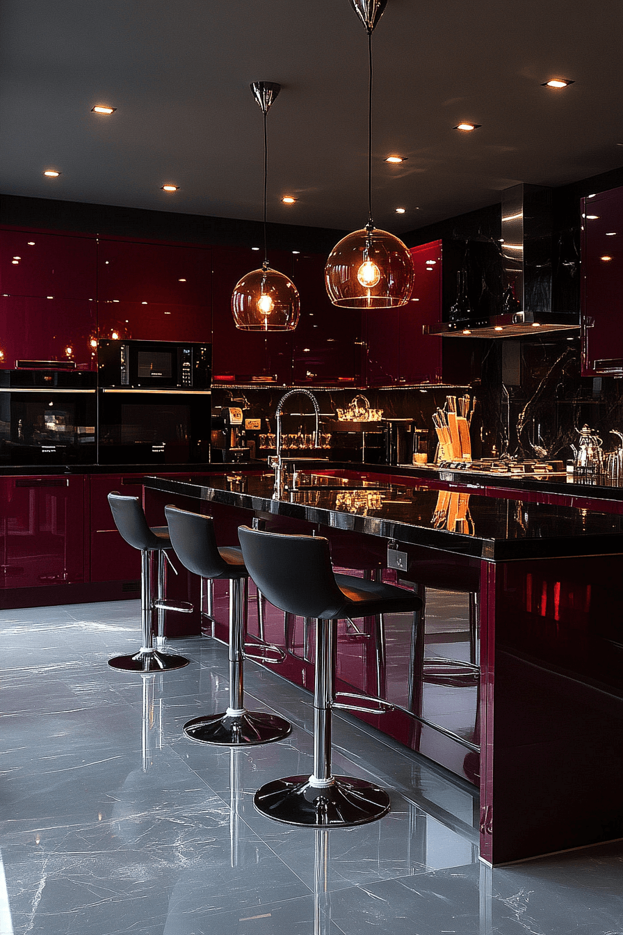 29 Burgundy Kitchen Cabinets That Add Passion and Personality 11 burgundy kitchen cabinets