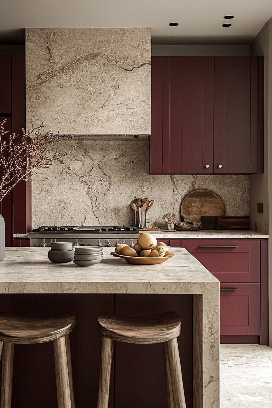 29 Burgundy Kitchen Cabinets That Add Passion and Personality 13 burgundy kitchen cabinets