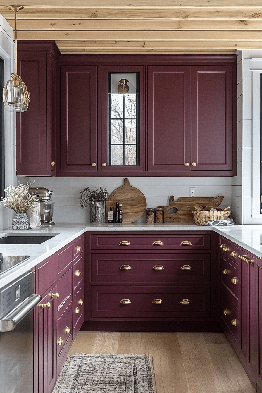 29 Burgundy Kitchen Cabinets That Add Passion and Personality 14 burgundy kitchen cabinets