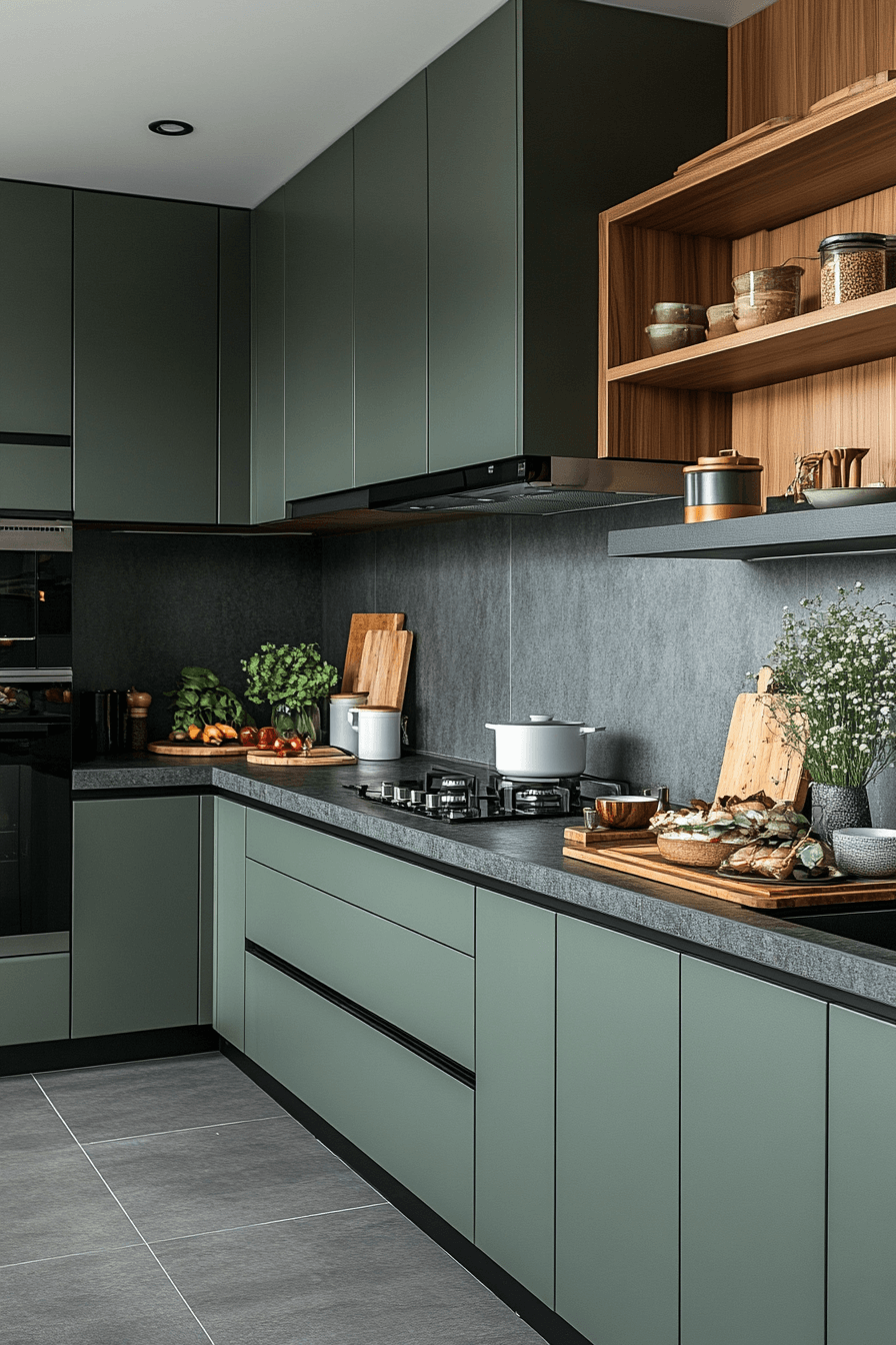 29 Pewter Green Kitchen Cabinets That Pair Beautifully with Neutrals 17 pewter green kitchen cabinets