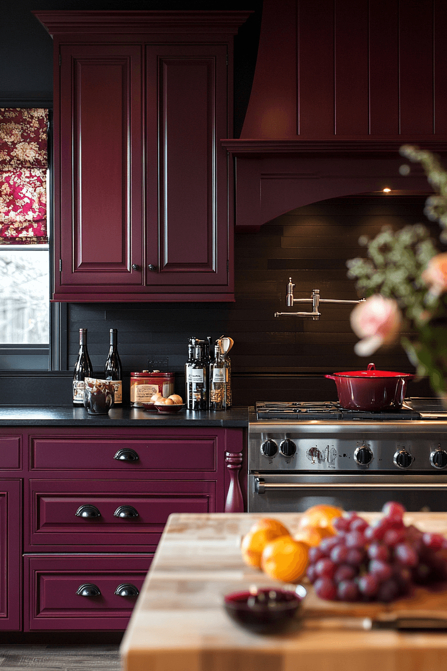 29 Burgundy Kitchen Cabinets That Add Passion and Personality 18 burgundy kitchen cabinets