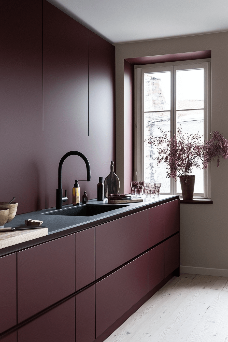 29 Burgundy Kitchen Cabinets That Add Passion and Personality 22 burgundy kitchen cabinets