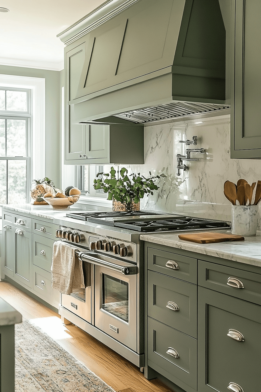 29 Pewter Green Kitchen Cabinets That Pair Beautifully with Neutrals 23 pewter green kitchen cabinets