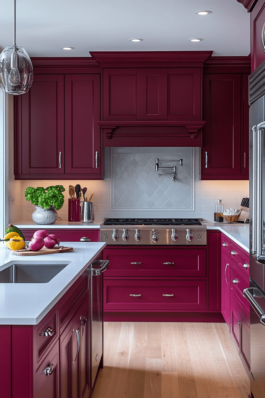 29 Burgundy Kitchen Cabinets That Add Passion and Personality 23 burgundy kitchen cabinets