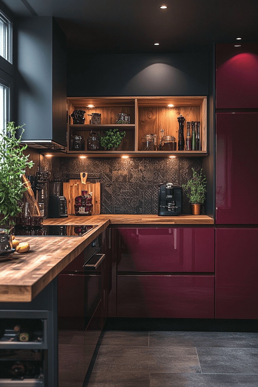 29 Burgundy Kitchen Cabinets That Add Passion and Personality 24 burgundy kitchen cabinets