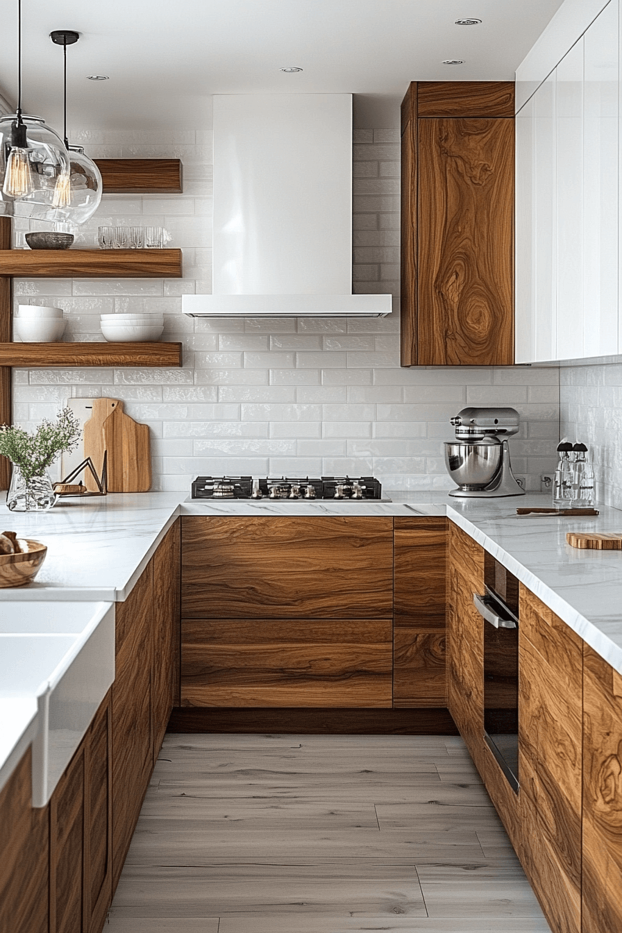 29 White and Wood Kitchen Cabinets to Brighten Your Home with Style 26 white and wood kitchen cabinets