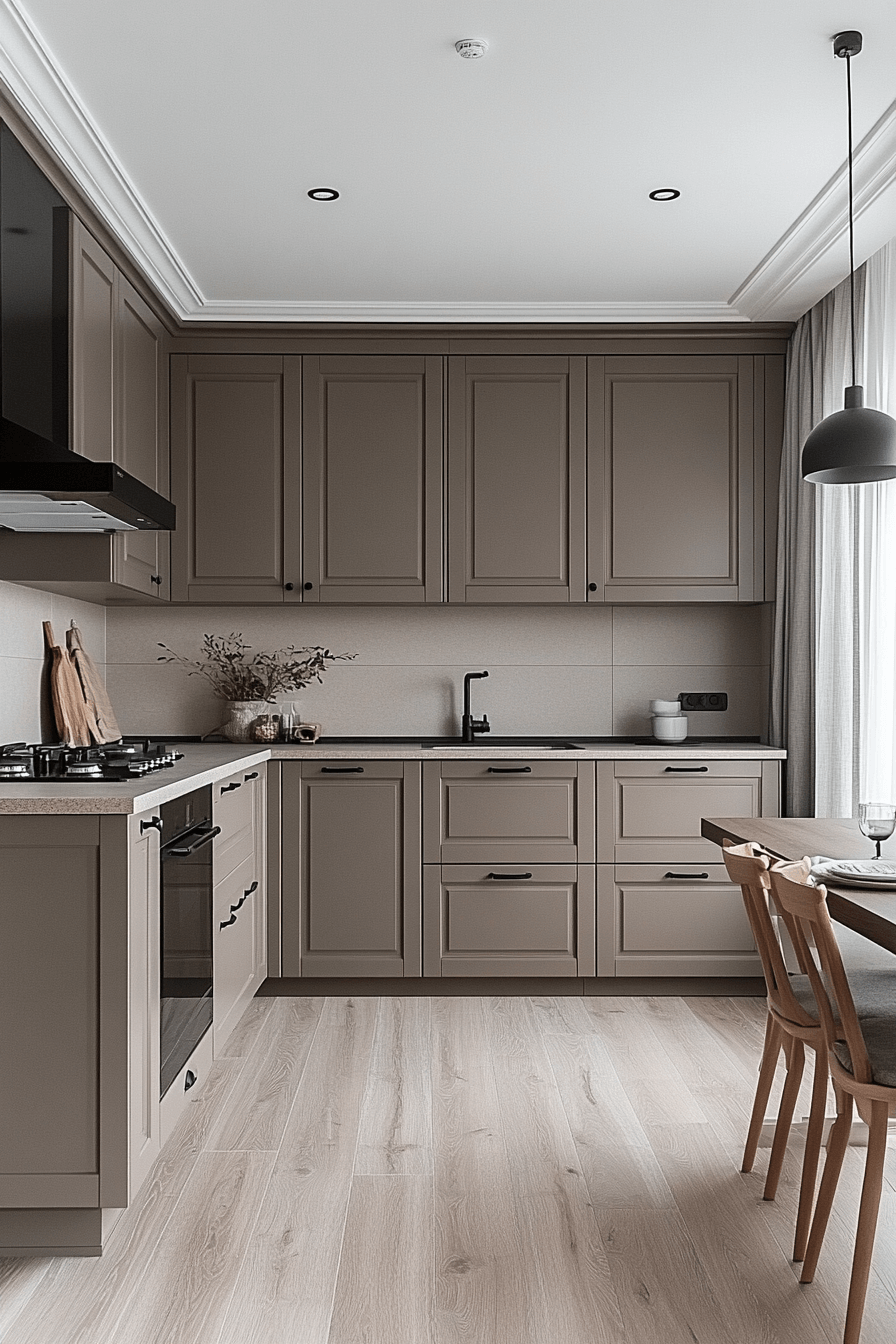 29 Dark Taupe Kitchen Cabinets That Bring Effortless Refinement Home 26 dark taupe kitchen cabinets