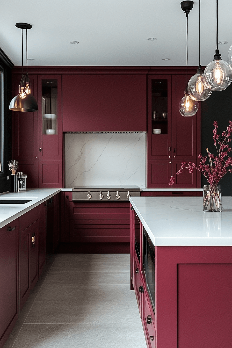 29 Burgundy Kitchen Cabinets That Add Passion and Personality 4 burgundy kitchen cabinets