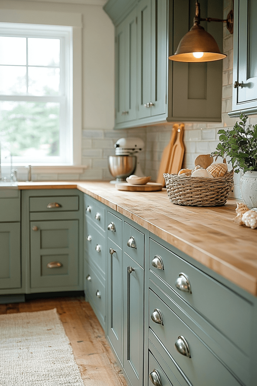 29 Pewter Green Kitchen Cabinets That Pair Beautifully with Neutrals 5 pewter green kitchen cabinets