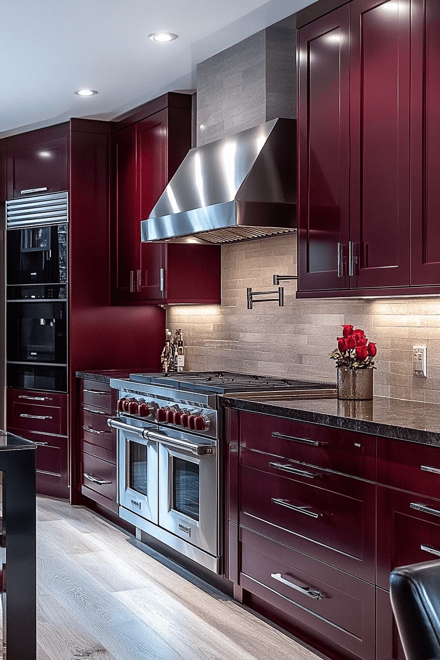 29 Burgundy Kitchen Cabinets That Add Passion and Personality 7 burgundy kitchen cabinets