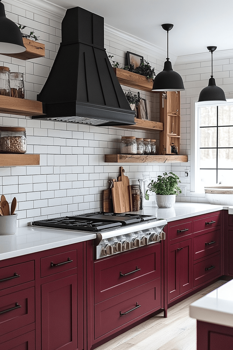 29 Burgundy Kitchen Cabinets That Add Passion and Personality 8 burgundy kitchen cabinets